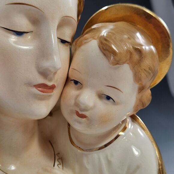 LG ArtMark Madonna Head Vase Planter Mary Baby Jesus Nativity Art Mark Japan - Picture 7 of 10